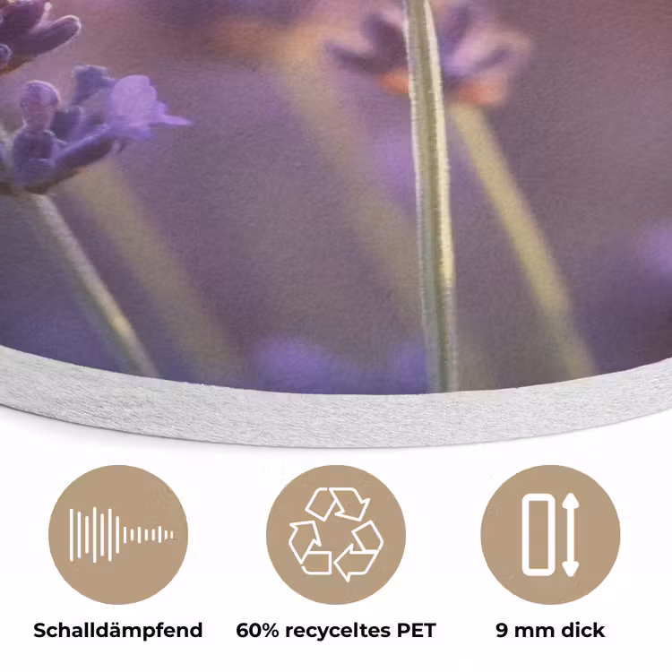 Lavendelbloemen - Paars - Zonlicht Akoestische PET Vilt - Rond klein -closeup_DE