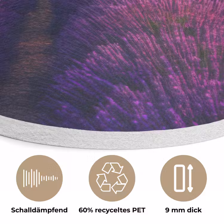 Lavendelveld - Zonsondergang - Paars Akoestische PET Vilt - Rond klein -closeup_DE