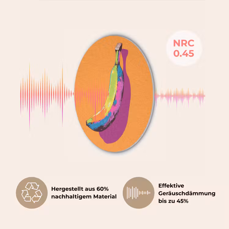 Felle kleuren - Banaan - popart Akoestische PET Vilt - Rond klein -USP_DE