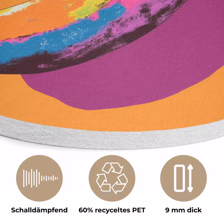 Felle kleuren - Banaan - popart Akoestische PET Vilt - Rond klein -closeup_DE