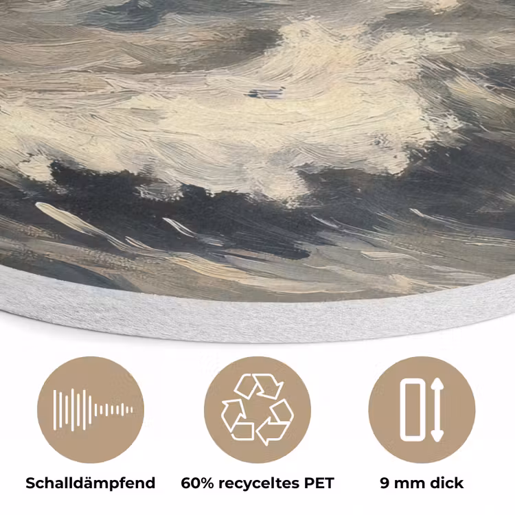 Vuurtoren - Golven - Storm Akoestische PET Vilt - Rond klein -closeup_DE