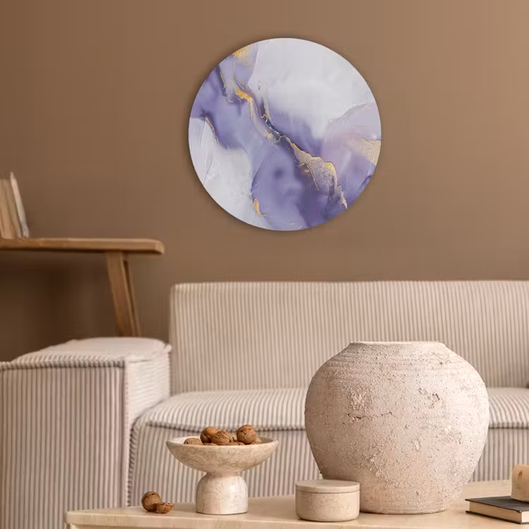 Paars - Modern - Marmer - Abstract Akoestische PET Vilt - Rond klein -sfeer1
