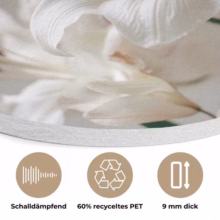 Lelies - Boekte - Wit - Meeldraden Akoestische PET Vilt - Rond klein -closeup_DE