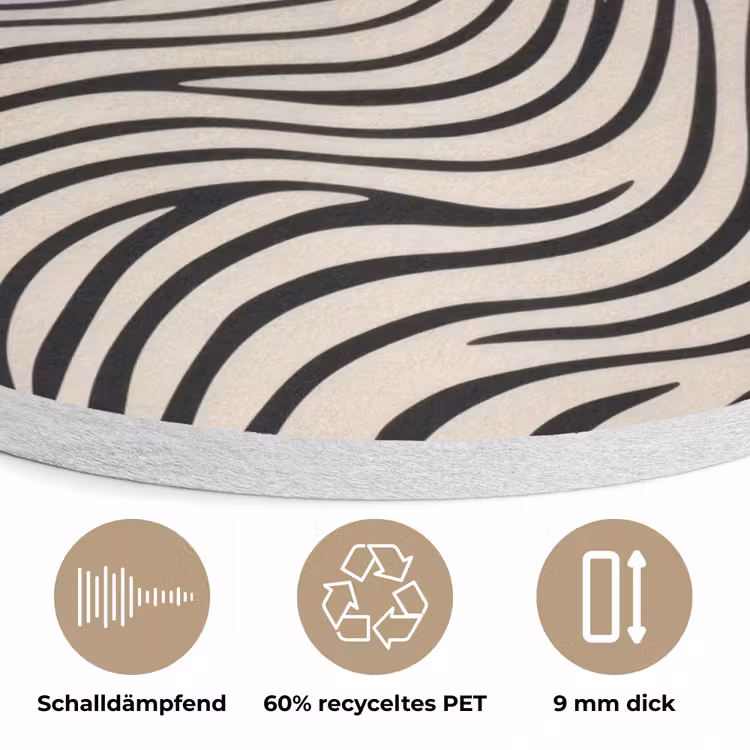Lijnen - Abstract - Golvend - Zwart Akoestische PET Vilt - Rond klein -closeup_DE