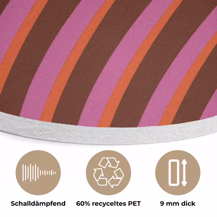 Lijnen - Rood - Beweging Akoestische PET Vilt - Rond klein -closeup_DE