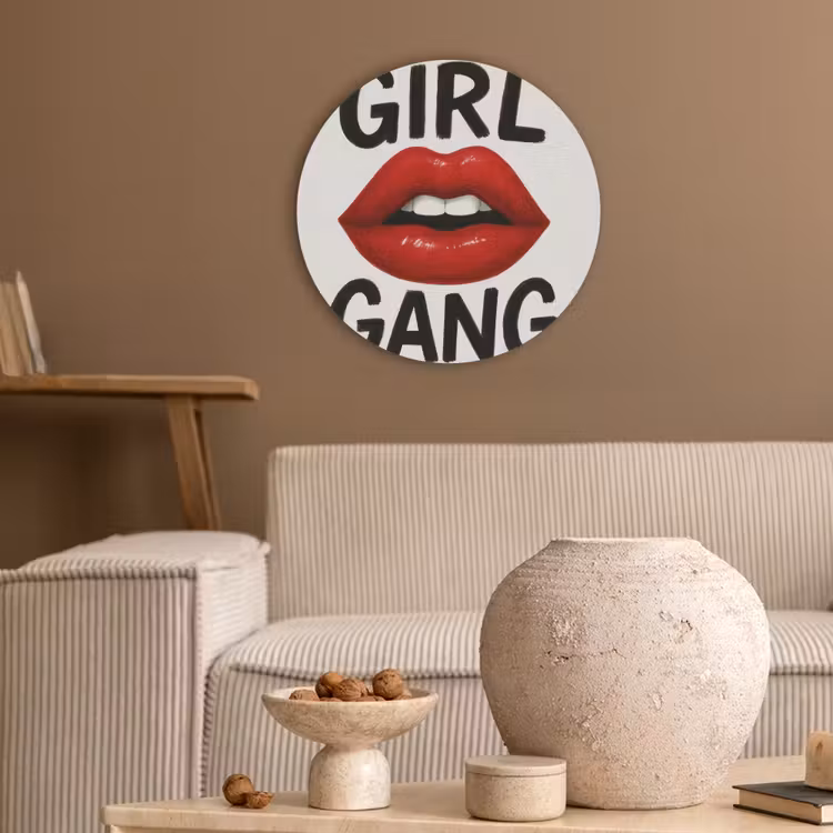 Lip - Girl - Rood - Letters Akoestische PET Vilt - Rond klein -sfeer1