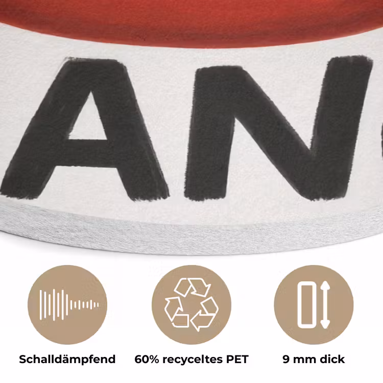 Lip - Girl - Rood - Letters Akoestische PET Vilt - Rond klein -closeup_DE