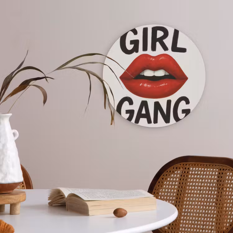 Lip - Girl - Rood - Letters Akoestische PET Vilt - Rond klein -sfeer3