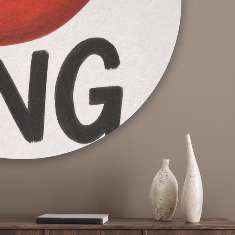 Lip - Girl - Rood - Letters Akoestische PET Vilt - Rond klein -sfeer5_closeup
