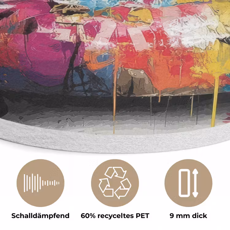 Lippen - Graffiti - Expressief Akoestische PET Vilt - Rond klein -closeup_DE