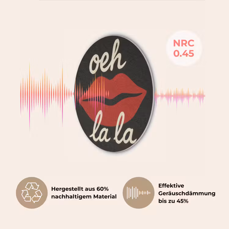 Lip - Rood - Quote Akoestische PET Vilt - Rond klein -USP_DE