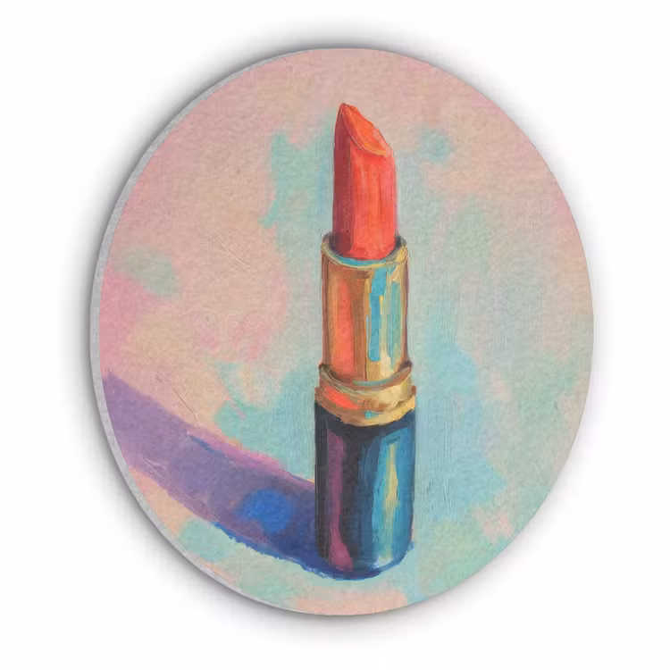 Lippenstift - Rood - Penseelstreken Akoestische PET Vilt - Rond klein -3d