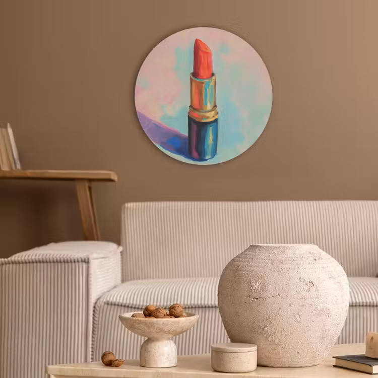 Lippenstift - Rood - Penseelstreken Akoestische PET Vilt - Rond klein -sfeer1
