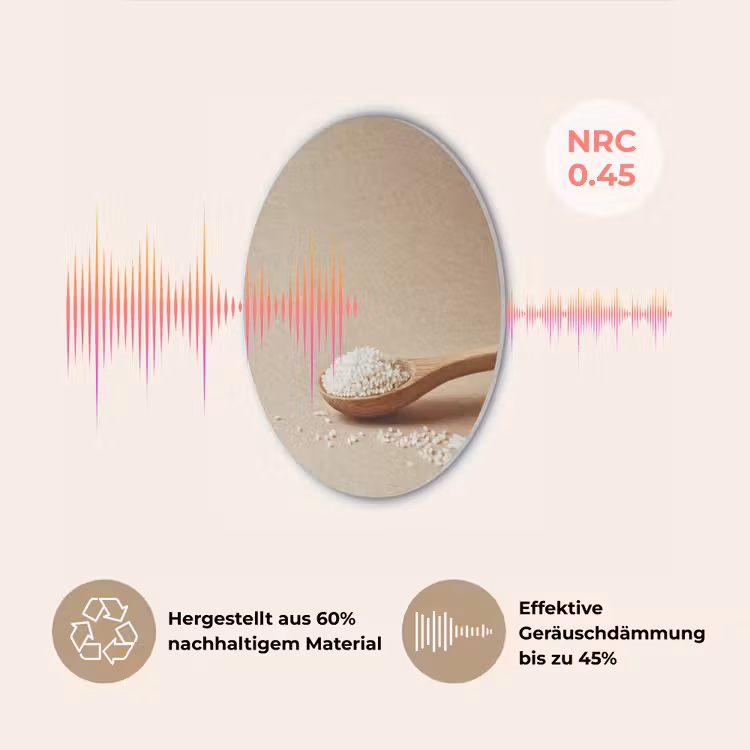 Lepel - Rijst - Hout - Beige Akoestische PET Vilt - Rond klein -USP_DE