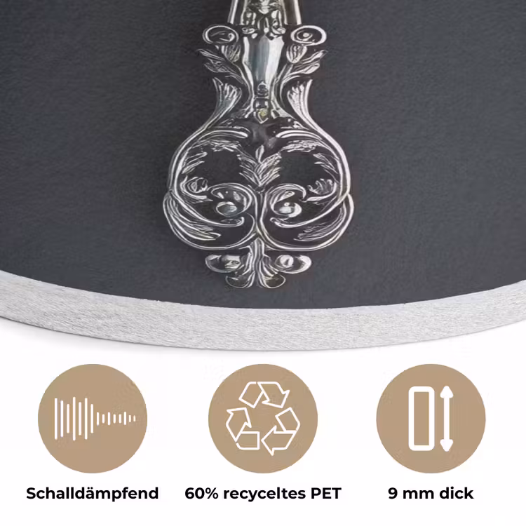 Lepel - Zilver - Metaal Akoestische PET Vilt - Rond klein -closeup_DE