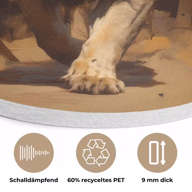 Leeuw - Geschilderd - Abstract - Goud Akoestische PET Vilt - Rond klein -closeup_DE