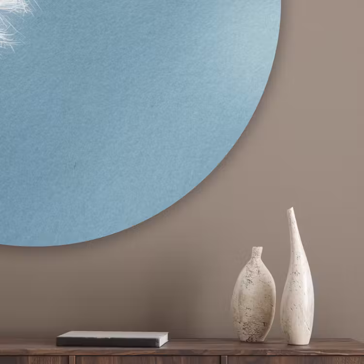 Paardenbloem - Wind - Blauw Akoestische PET Vilt - Rond klein -sfeer5_closeup