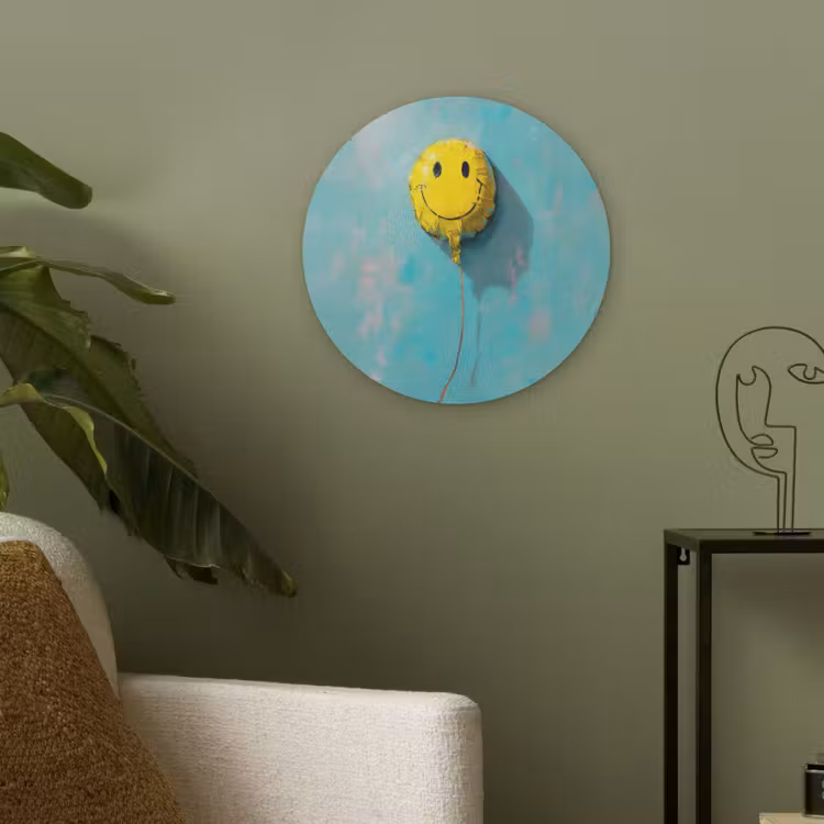 Ballon - Geel - Smiley Akoestische PET Vilt - Rond klein -sfeer2