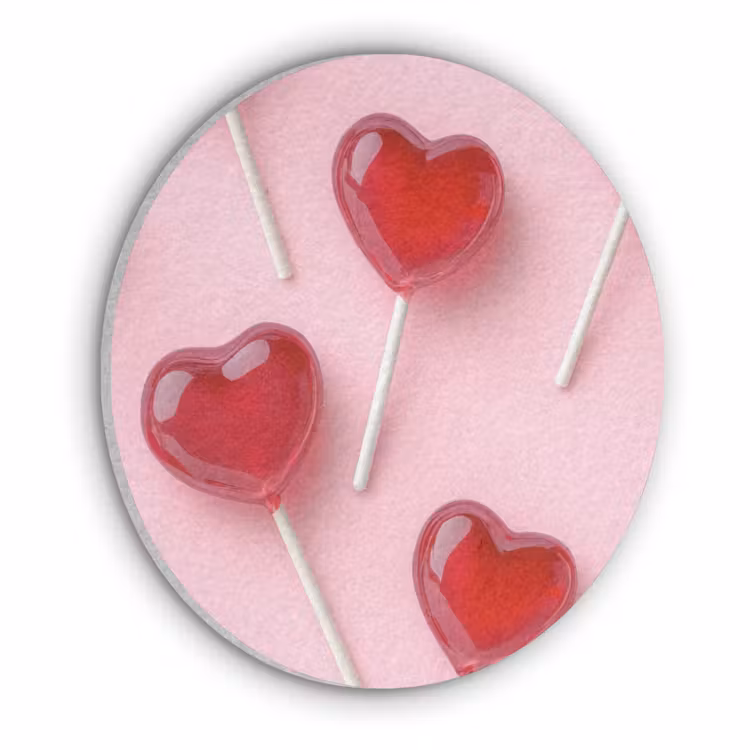 Lollies - Hartjes - Roze Akoestische PET Vilt - Rond klein -3d