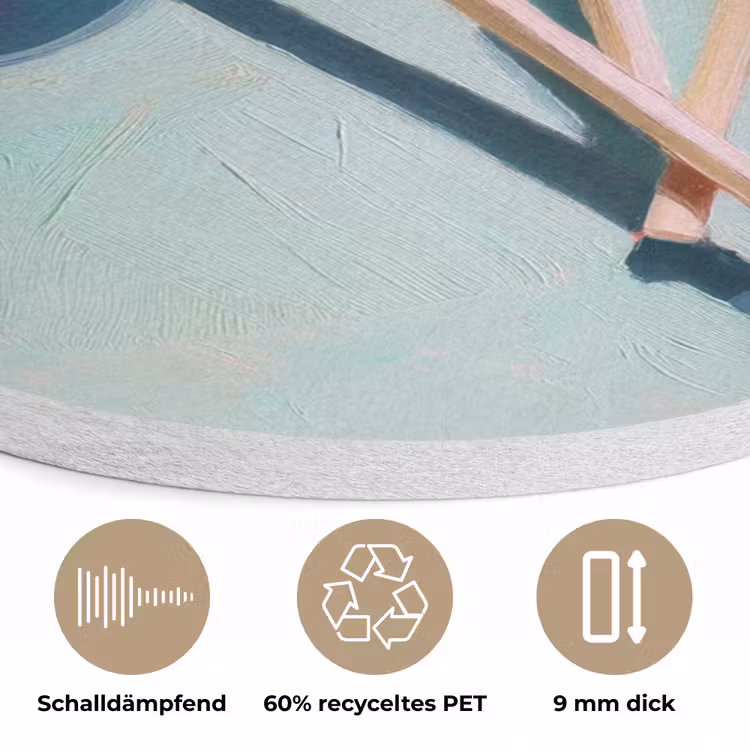 Lollys - Schaduw - Drie - Blauw Akoestische PET Vilt - Rond klein -closeup_DE