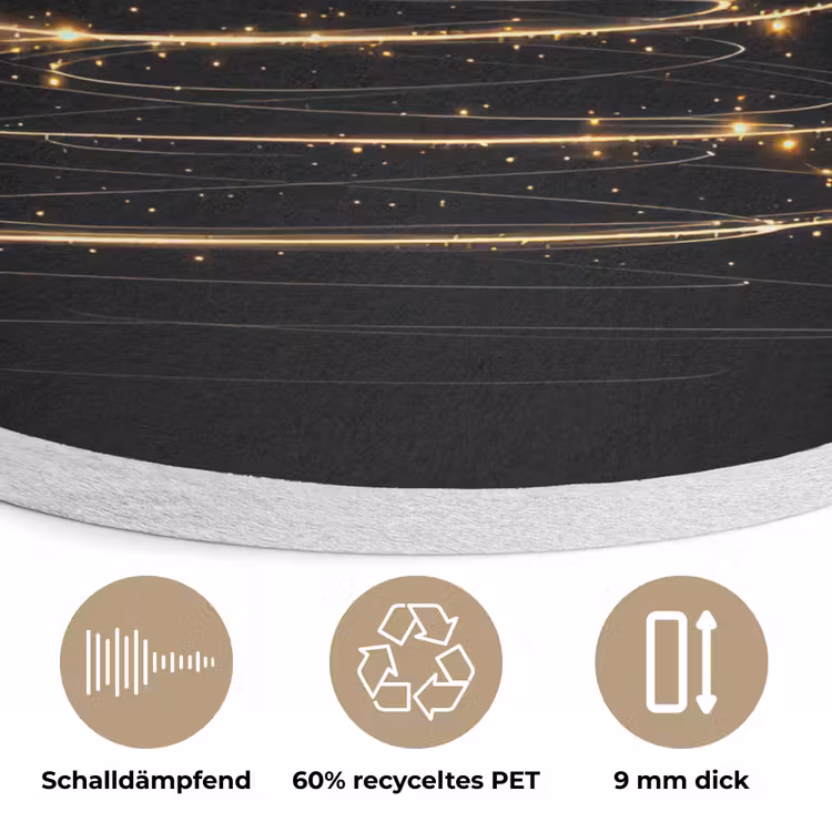 Magisch - Kerstboom - Lichtspiralen - Zwart Akoestische PET Vilt - Rond klein -closeup_DE