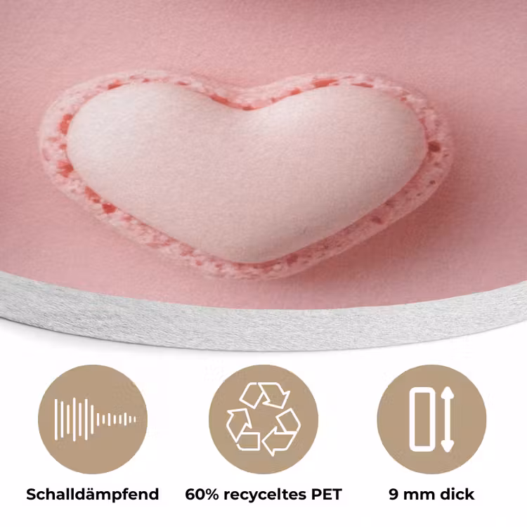 Macarons - Hartjes - Kleurrijk - Roze Akoestische PET Vilt - Rond klein -closeup_DE