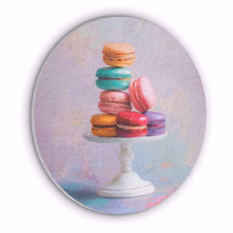 Macarons - Schaal - Pastel - Kleurrijk Akoestische PET Vilt - Rond klein -3d