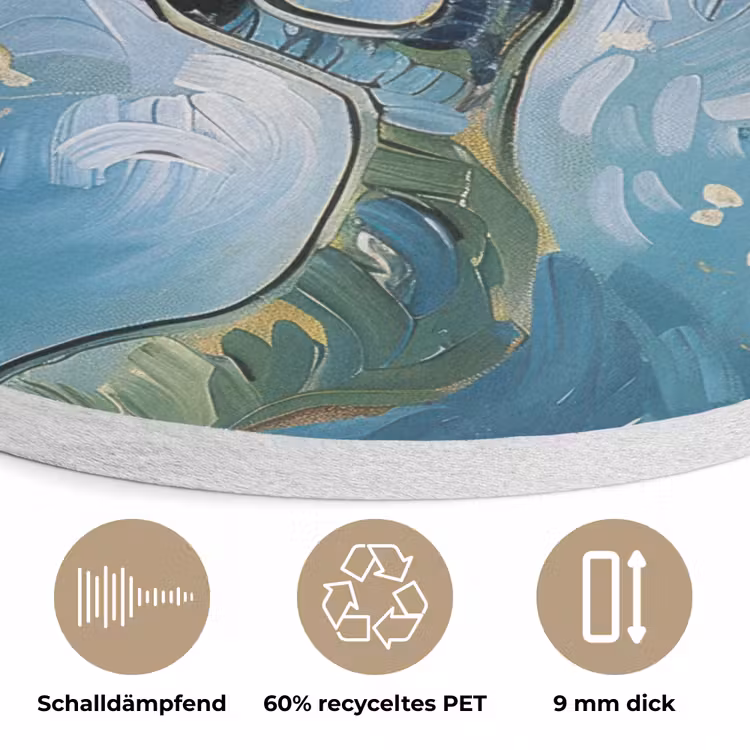 Amandelbloesem boom - Blauw - Abstract Akoestische PET Vilt - Rond klein -closeup_DE