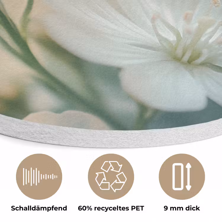 Lieveheersbeestje - Bloemen - Wit Akoestische PET Vilt - Rond klein -closeup_DE