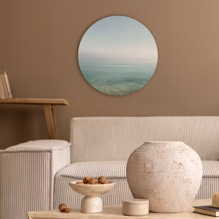 Zee - Horizon - Blauw - Mist Akoestische PET Vilt - Rond klein -sfeer1