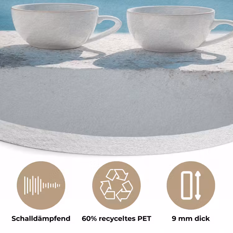 Zee - Koffiekopjes - Zomers Akoestische PET Vilt - Rond klein -closeup_DE