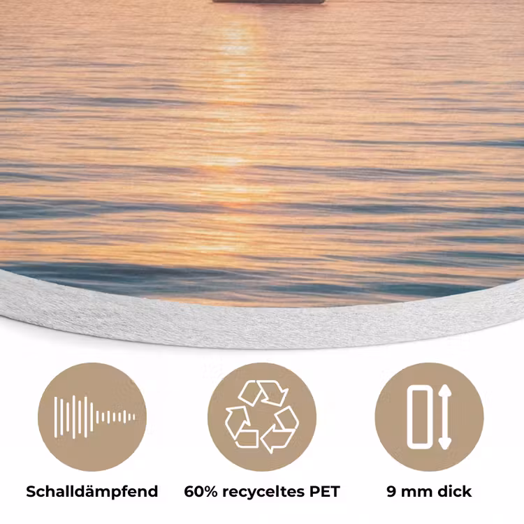 Zee - Zeilboot - Zonsondergang Akoestische PET Vilt - Rond klein -closeup_DE