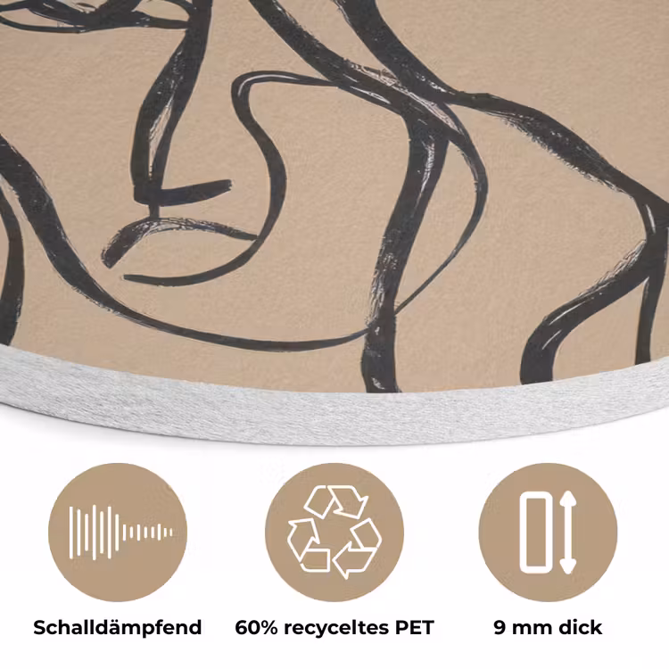 Gezichtenzee - Lijntekening - Abstract Akoestische PET Vilt - Rond klein -closeup_DE