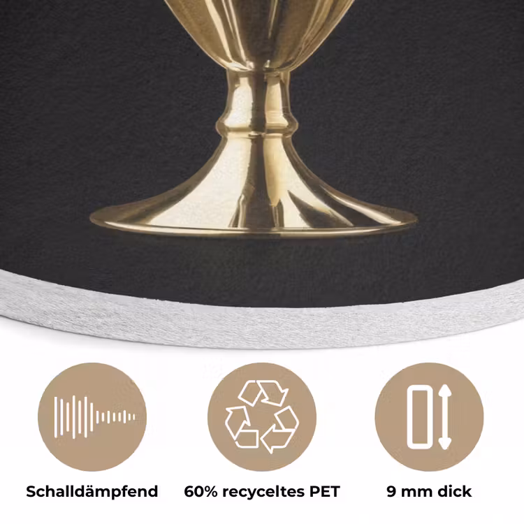 Milkshake - Goud - Drinken - Zwart Akoestische PET Vilt - Rond klein -closeup_DE