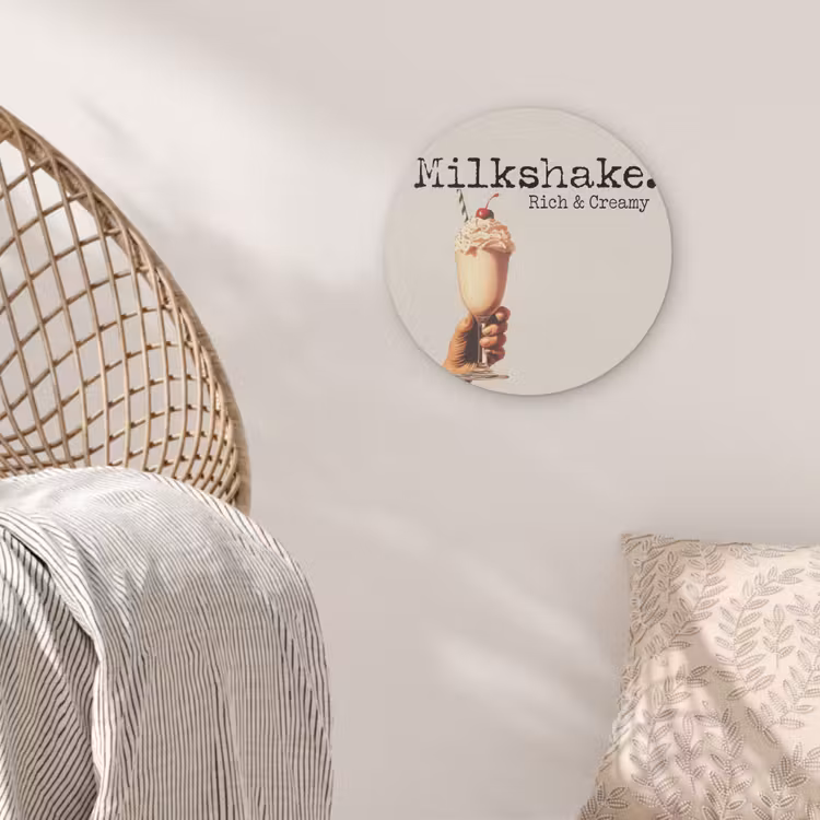 Milkshake - Kers - Rietje Akoestische PET Vilt - Rond klein -sfeer4