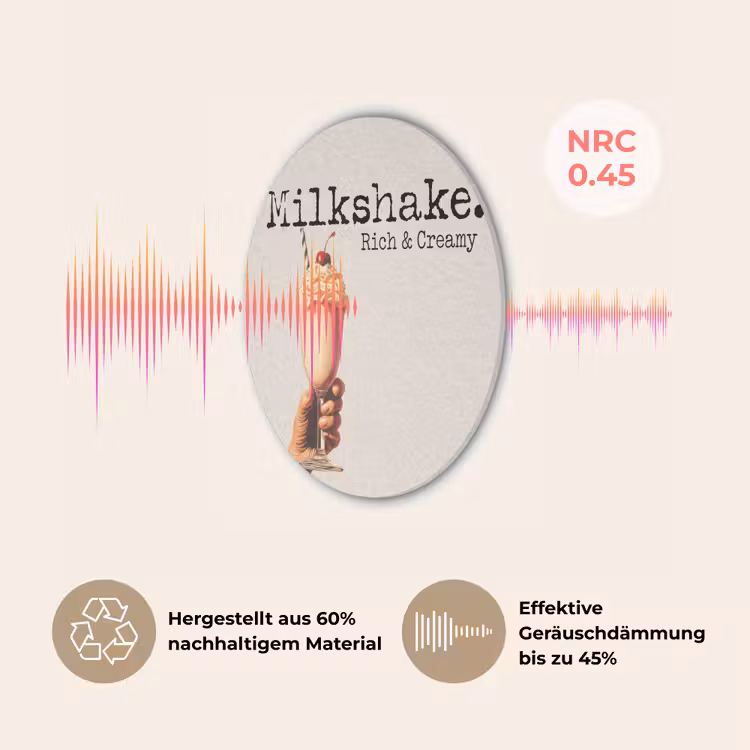 Milkshake - Kers - Rietje Akoestische PET Vilt - Rond klein -USP_DE