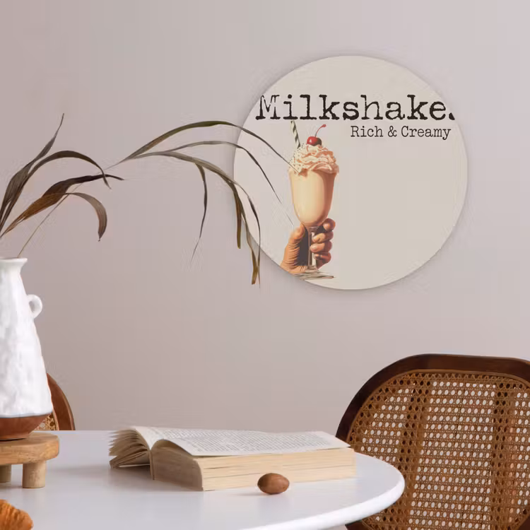 Milkshake - Kers - Rietje Akoestische PET Vilt - Rond klein -sfeer3