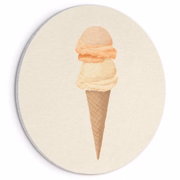 Minimalistisch - Schepijs - Hoorntje - Beige Akoestische PET Vilt - Rond klein -3d