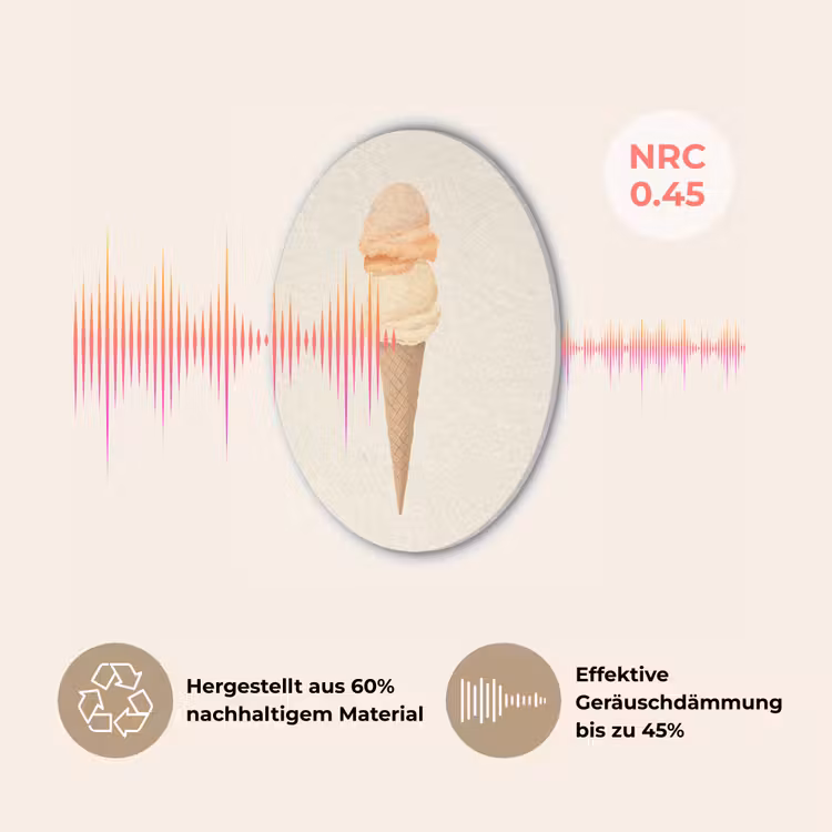 Minimalistisch - Schepijs - Hoorntje - Beige Akoestische PET Vilt - Rond klein -USP_DE