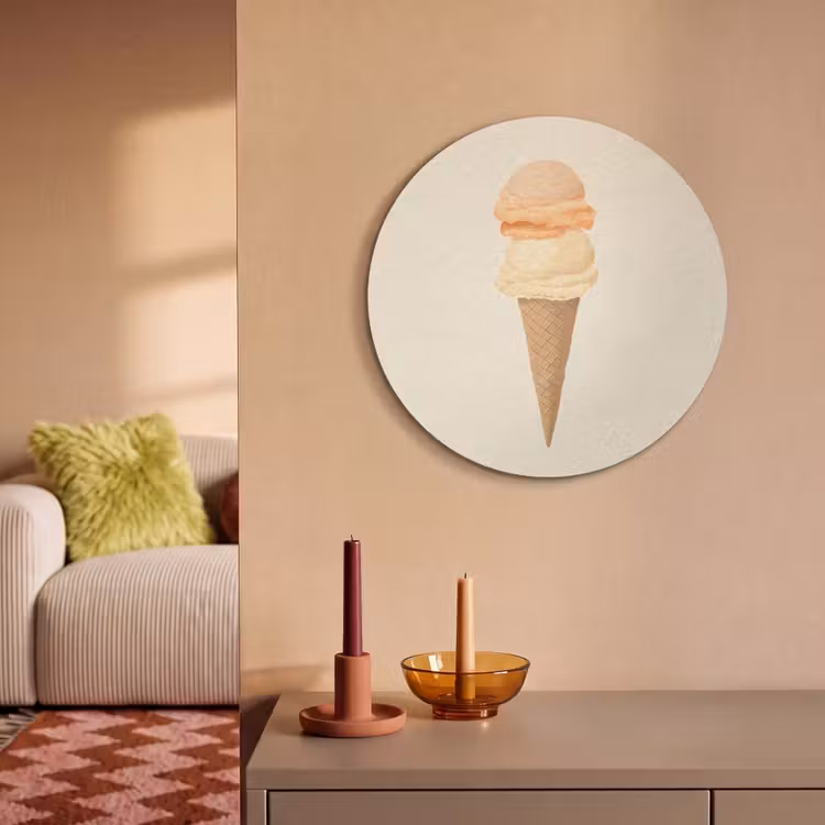 Minimalistisch - Schepijs - Hoorntje - Beige Akoestische PET Vilt - Rond klein -sfeer1