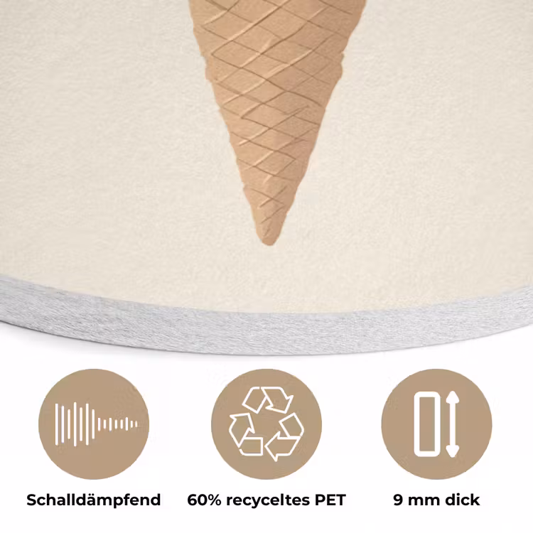 Minimalistisch - Schepijs - Hoorntje - Beige Akoestische PET Vilt - Rond klein -closeup_DE