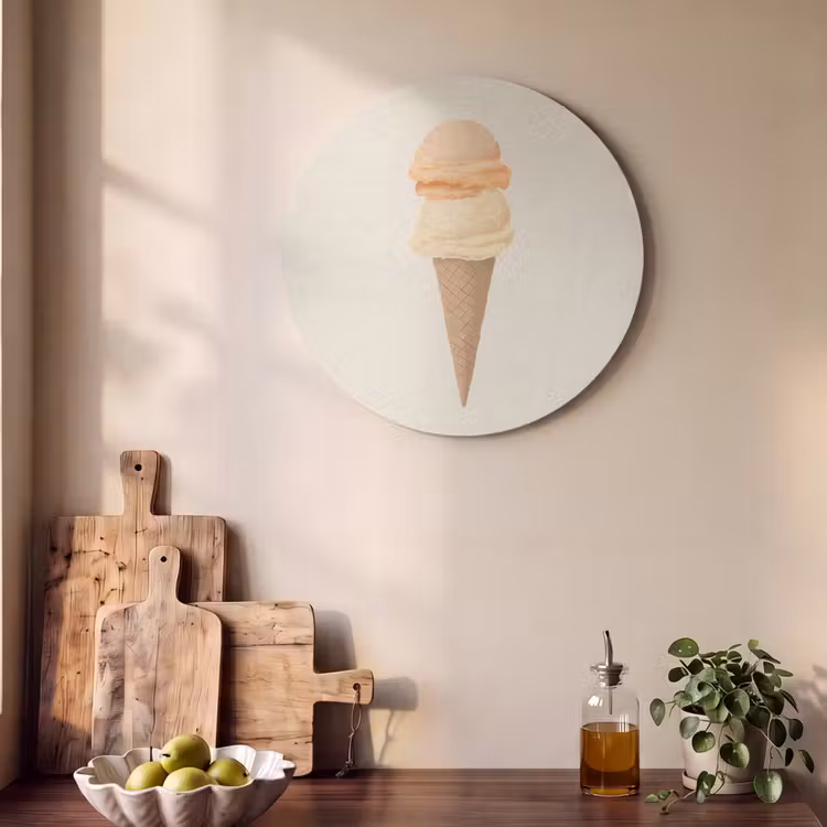 Minimalistisch - Schepijs - Hoorntje - Beige Akoestische PET Vilt - Rond klein -sfeer2