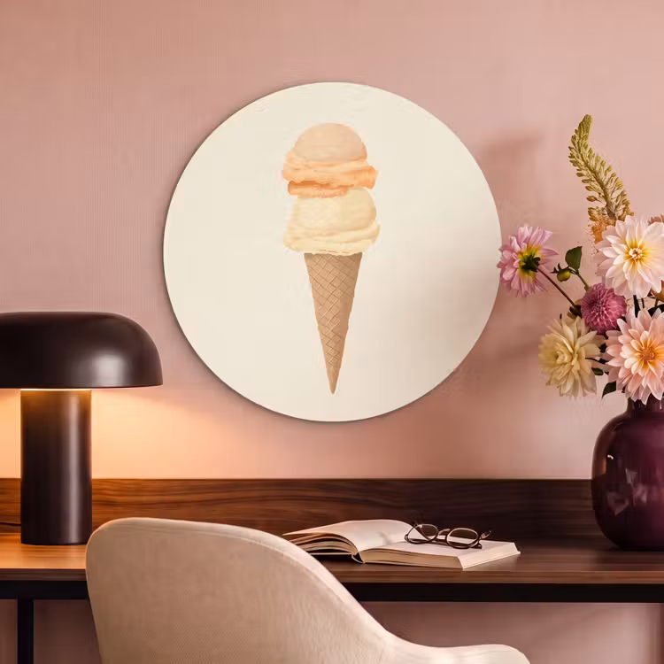 Minimalistisch - Schepijs - Hoorntje - Beige Akoestische PET Vilt - Rond klein -sfeer3