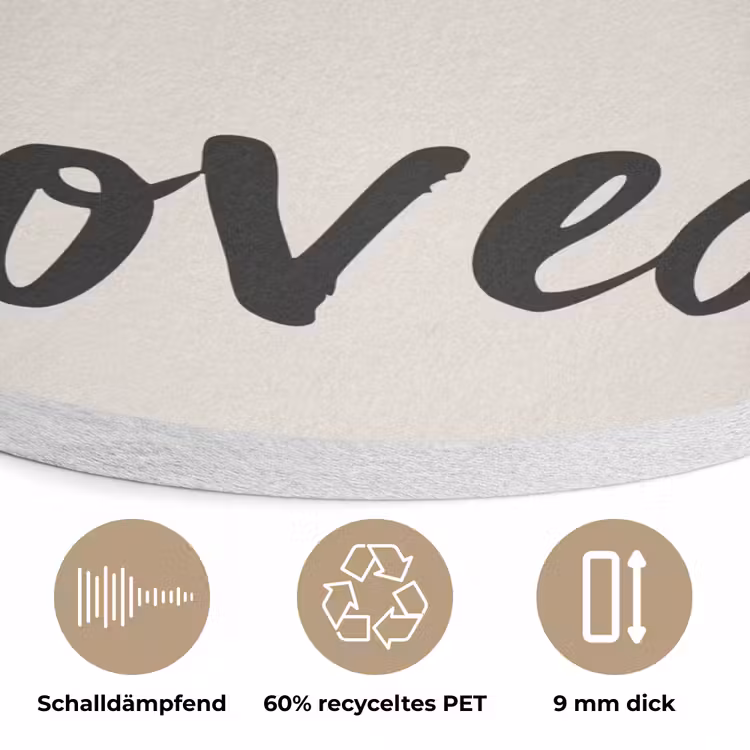 Minimalistisch - Beige - Love Akoestische PET Vilt - Rond klein -closeup_DE