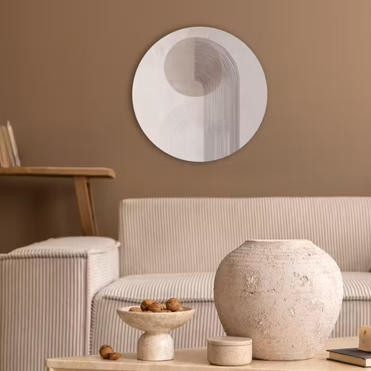 Minimalistisch - Cirkel - Lichtgrijs Akoestische PET Vilt - Rond klein -sfeer1
