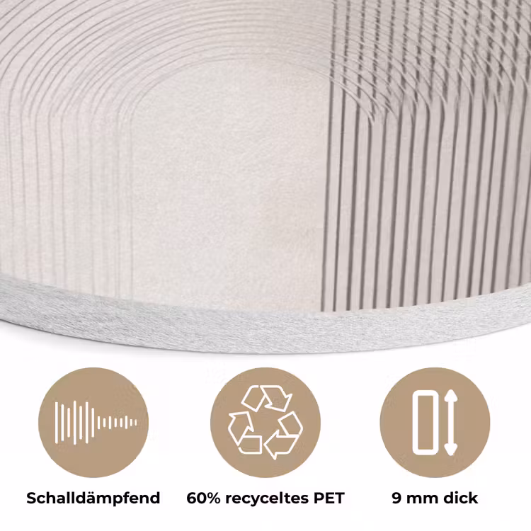 Minimalistisch - Cirkel - Lichtgrijs Akoestische PET Vilt - Rond klein -closeup_DE