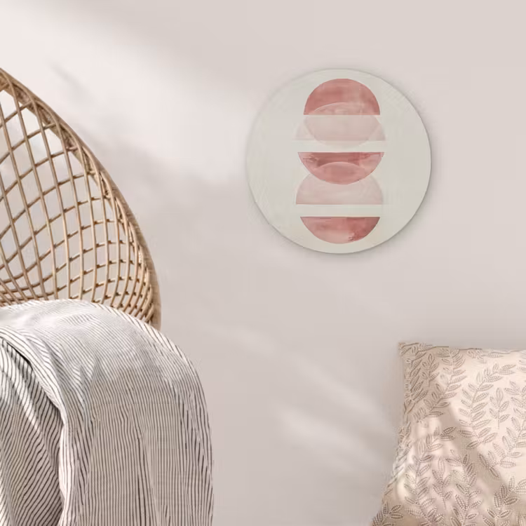 Minimalistisch - Cirkels - Roze Akoestische PET Vilt - Rond klein -sfeer4