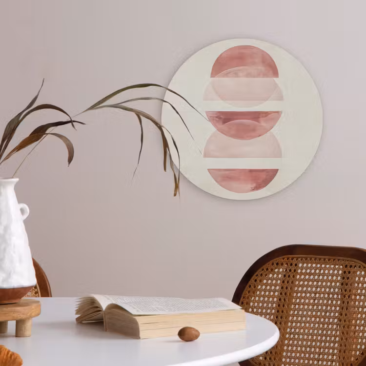 Minimalistisch - Cirkels - Roze Akoestische PET Vilt - Rond klein -sfeer3
