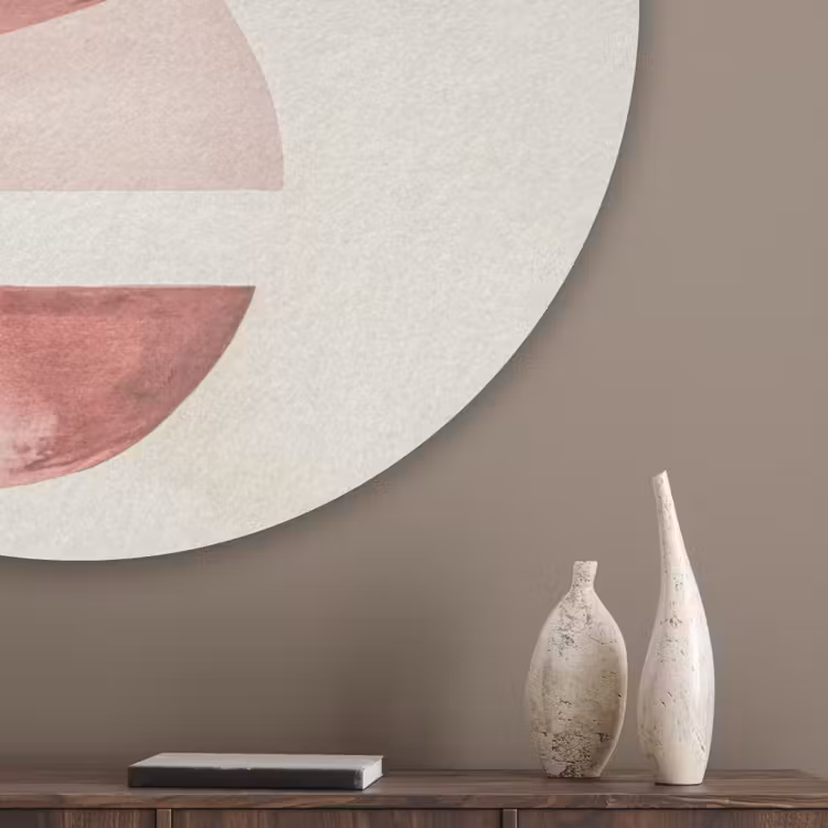 Minimalistisch - Cirkels - Roze Akoestische PET Vilt - Rond klein -sfeer5_closeup