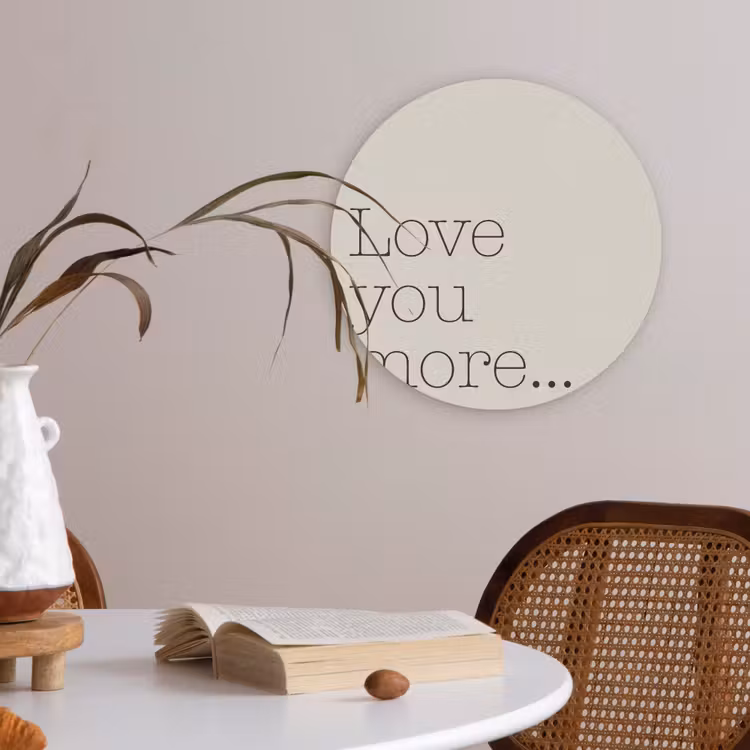 Minimalistisch - Love - Beige Akoestische PET Vilt - Rond klein -sfeer3